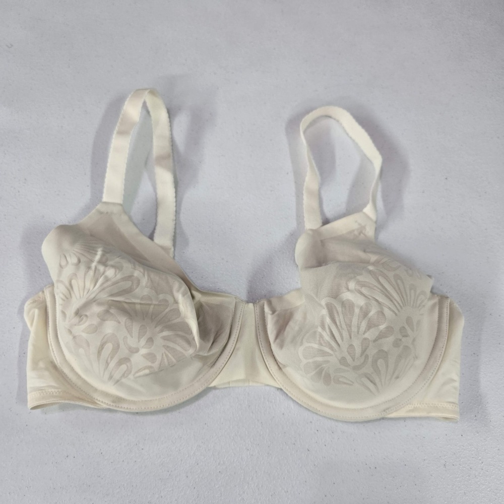 Bali Women Bra 36D Beige Floral Unlined Minimizer T Shirt Underwired